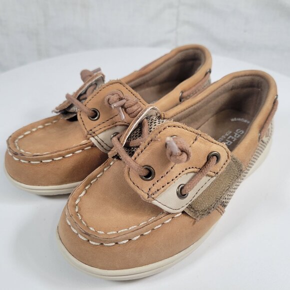 Sperry Top Sider Boat Shoes Child 10M Angelfish YG36193A Brown Leather Lace Up - Picture 1 of 12